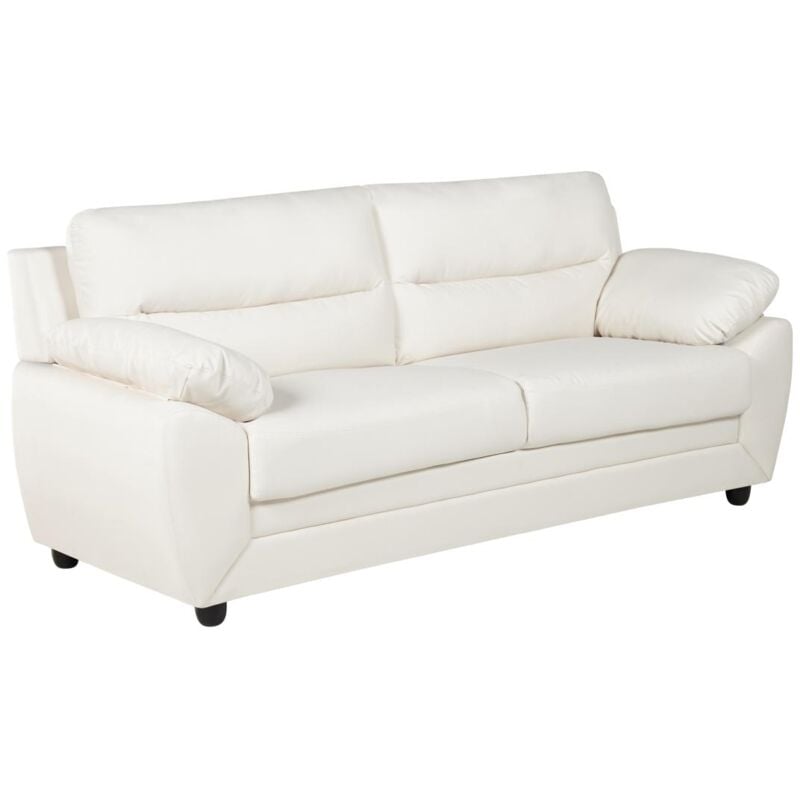 Vente-unique - Canapé 3 places manoa en simili - Blanc