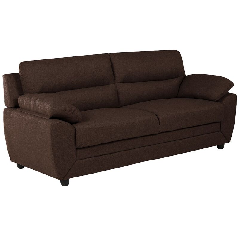 Vente-unique - Canapé 3 places en tissu marron manoa