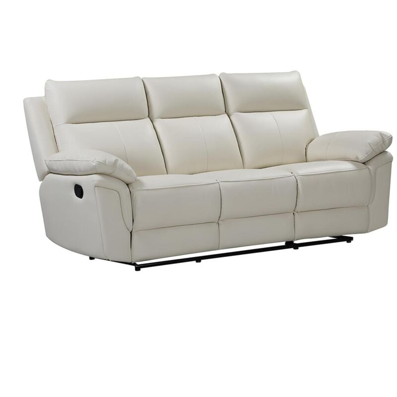 Vente-unique - Canapé 3 places relax en cuir de buffle pakita - Ivoire