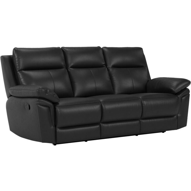 Vente-unique - Canapé 3 places relax en cuir de buffle pakita - Noir