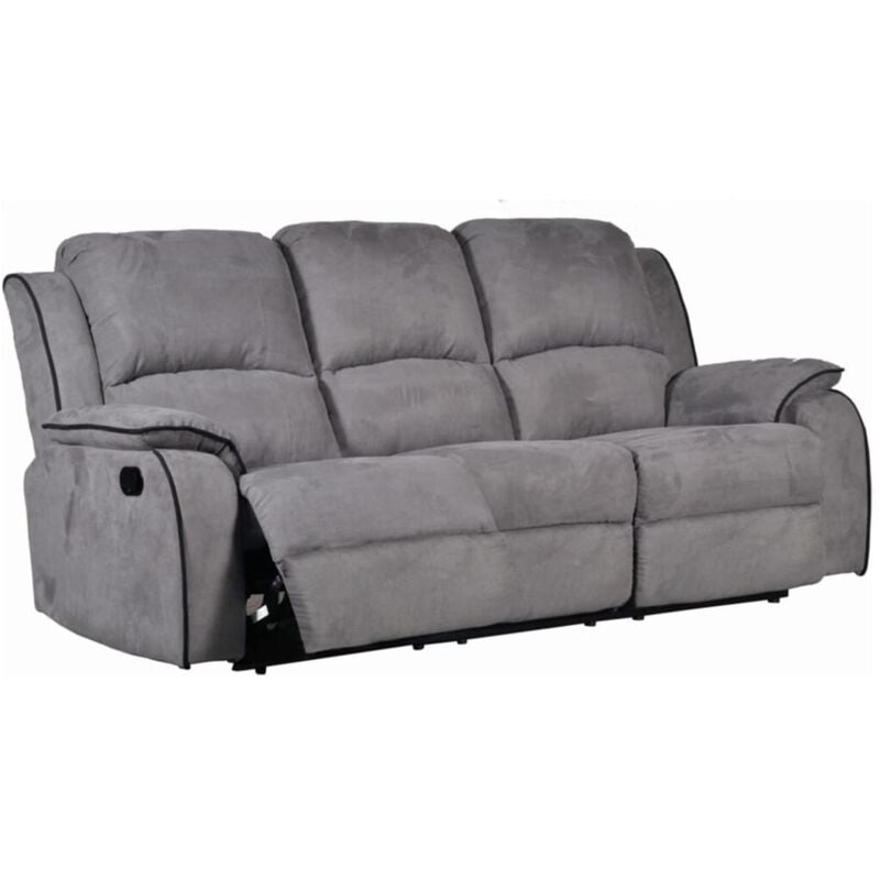 Vente-unique - Canapé 3 places relax en microfibre hernani - Gris