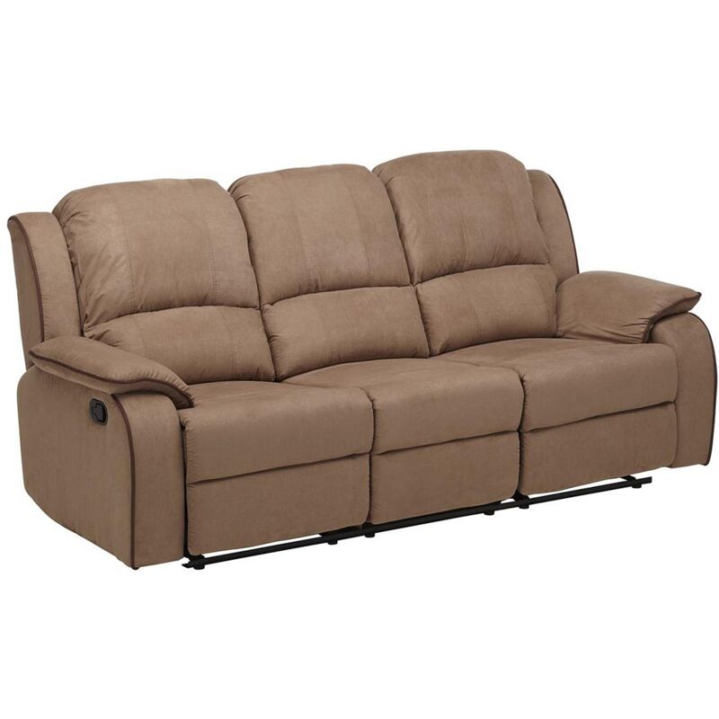 VENTE UNIQUE Canap&eacute; 3 places relax en microfibre HERNANI - Taupe 