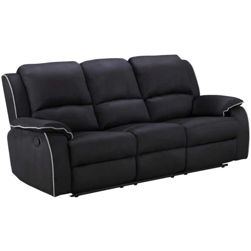 Vente-unique - Canapé 3 places relax en microfibre hernani - Noir