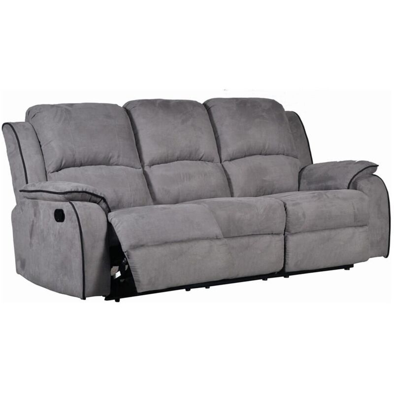 VENTE UNIQUE Canap&eacute; 3 places relax en microfibre HERNANI - Gris - Gris