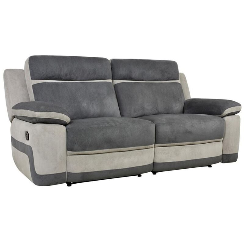 Vente-unique - Canapé 3 places relax en microfibre anthracite et bandes gris clair talca