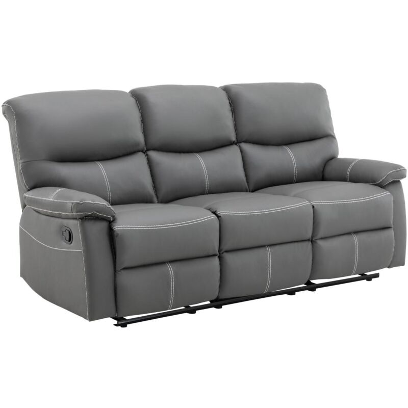 Vente-unique - Canapé 3 places relax en simili gris canby