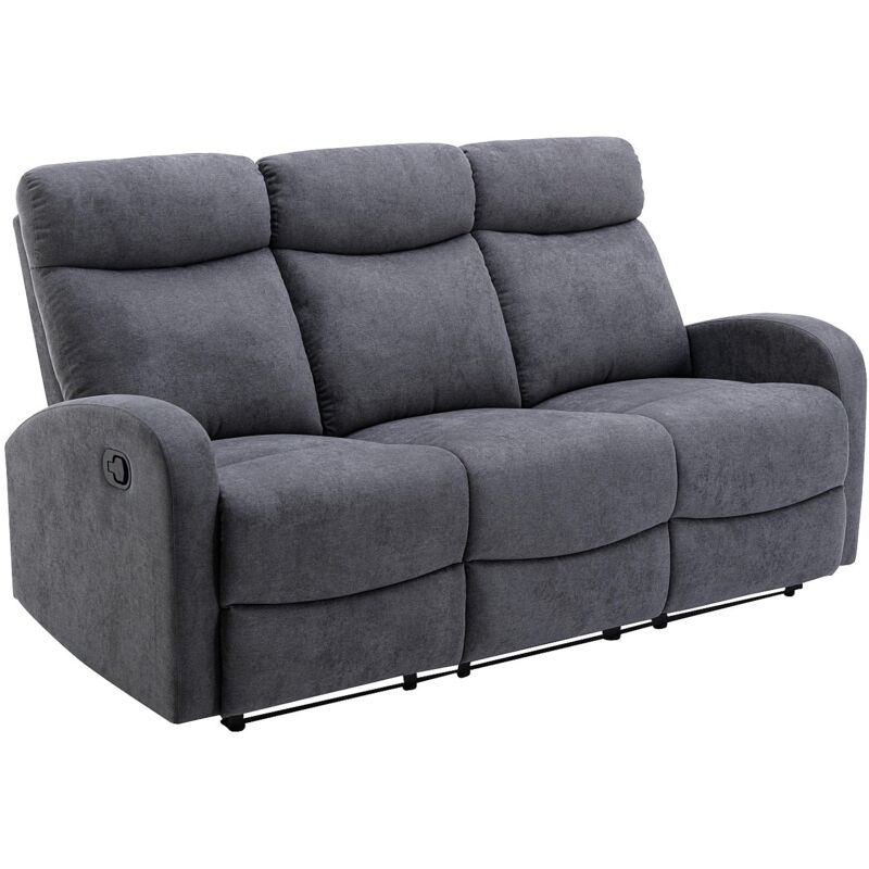 Vente-unique - Canapé 3 places relax en tissu gris evelyn