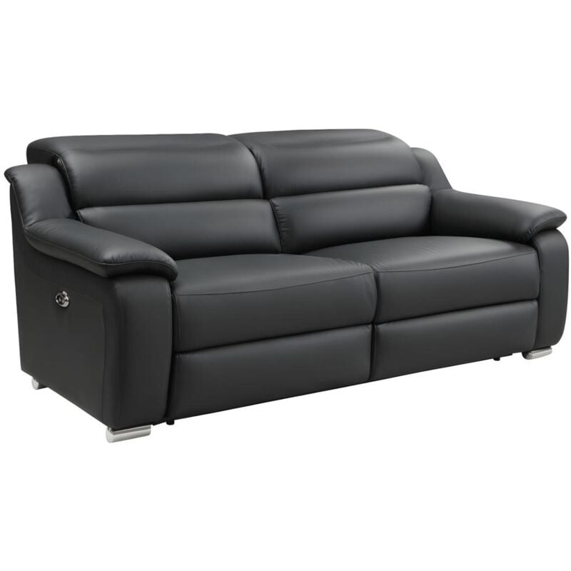 Vente-unique - Canapé 3 places relax électrique en cuir noir arena iii