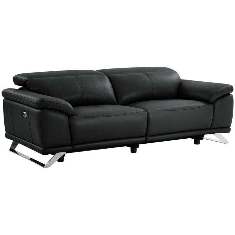 Vente-unique - Canapé 3 places relax électrique en cuir de vachette noir azidee ii