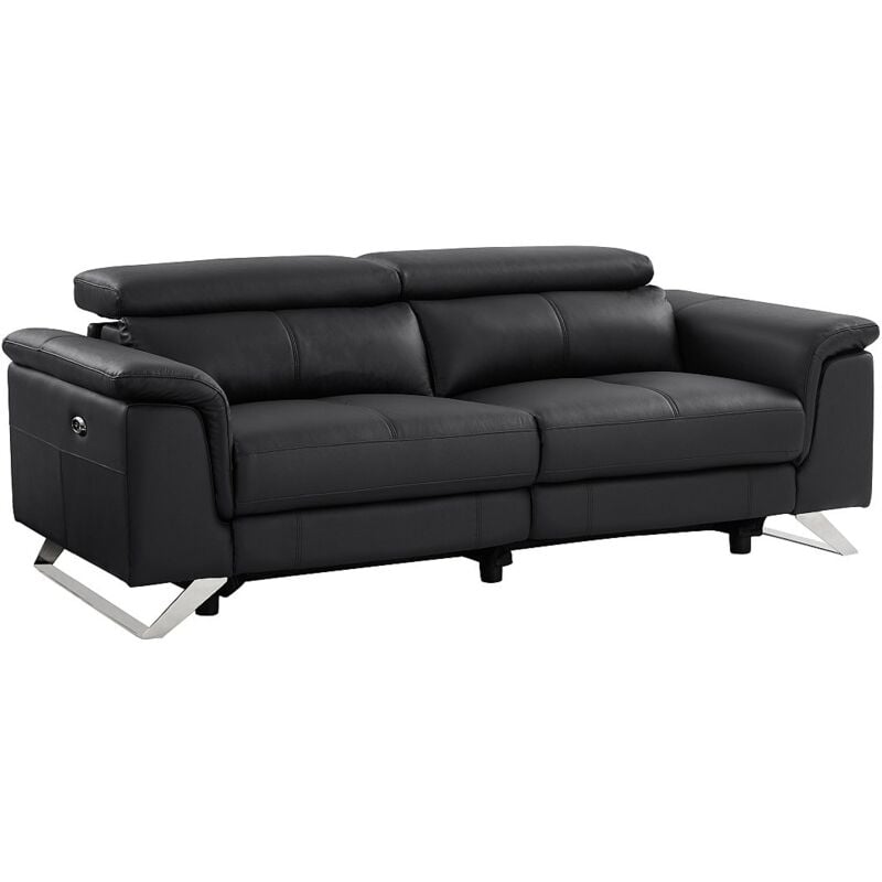 Canapé 3 places relax électrique en cuir de vachette noir BREYT II