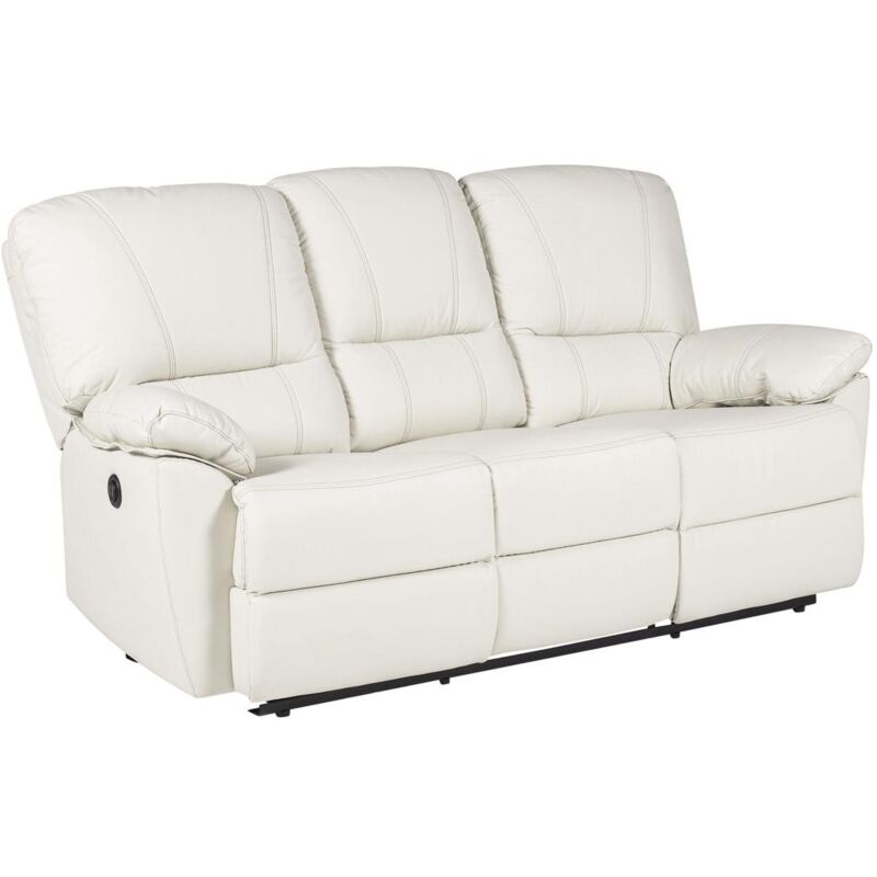 Vente-unique - Canapé 3 places relax électrique en cuir marcis - Ivoire