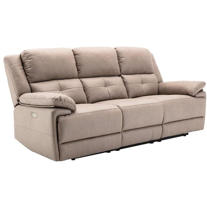 Vente-unique - Canapé 3 places relax électrique en tissu taupe dolene