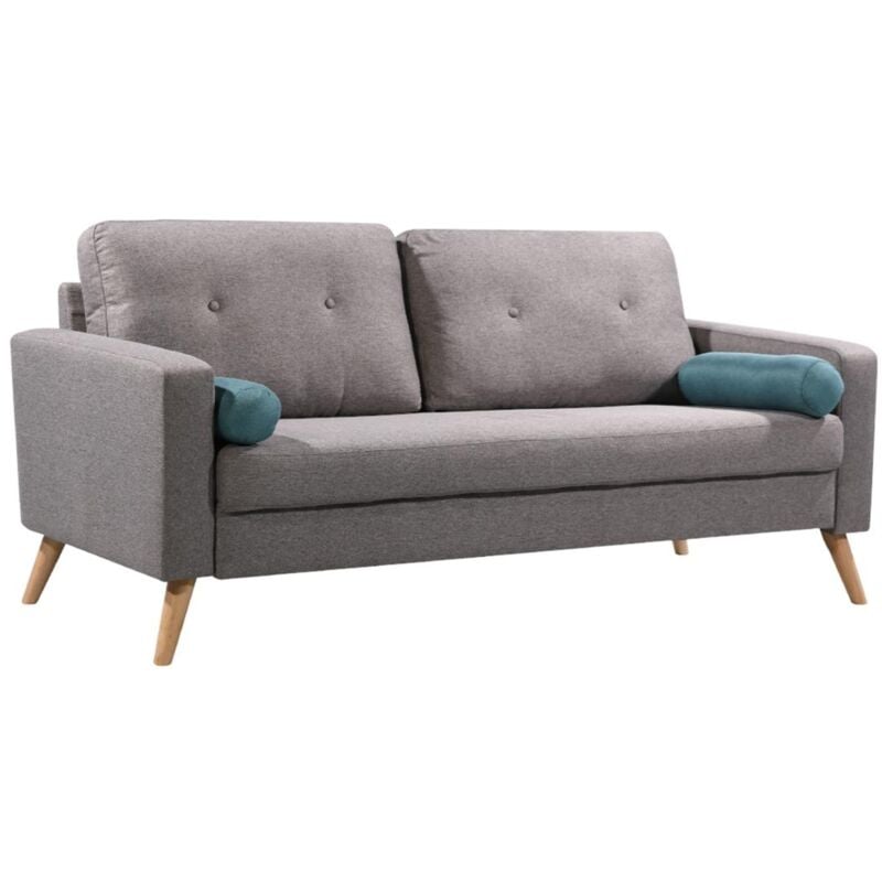 Vente-unique - Canapé 3 places tatum en tissu - Gris chiné