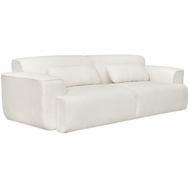 Sweeek - Canapé 3 places. tissu bouclette. 2 coussins déhoussables. Wallas l 230 x p 98 x h 73cm