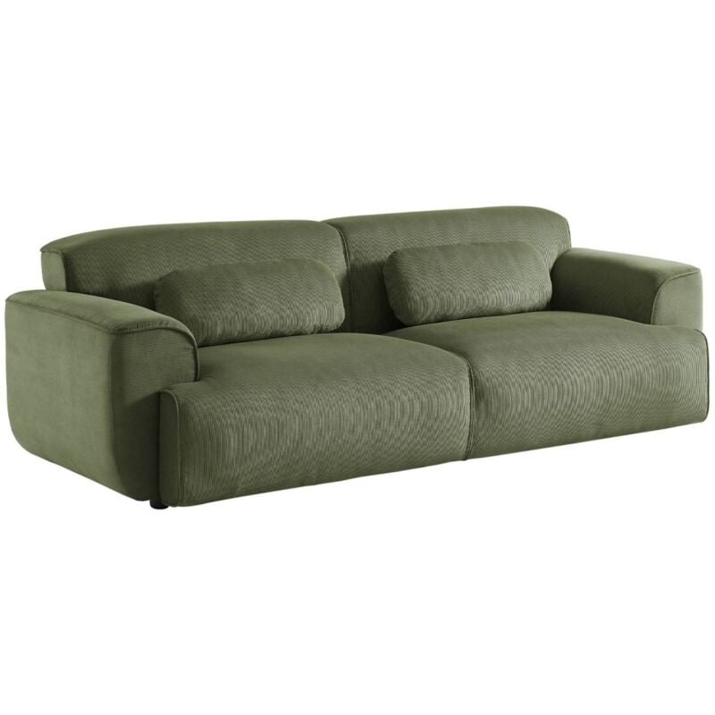 Sweeek - Canapé. Wallas. 3 places. tissu velours côtelé l 230 x p 98 x h 73cm Velours côtelé Vert