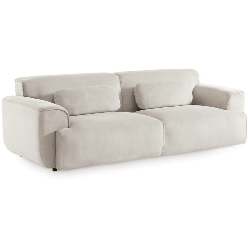 Canapé droit 3 places Blanc Tissu Design Confort