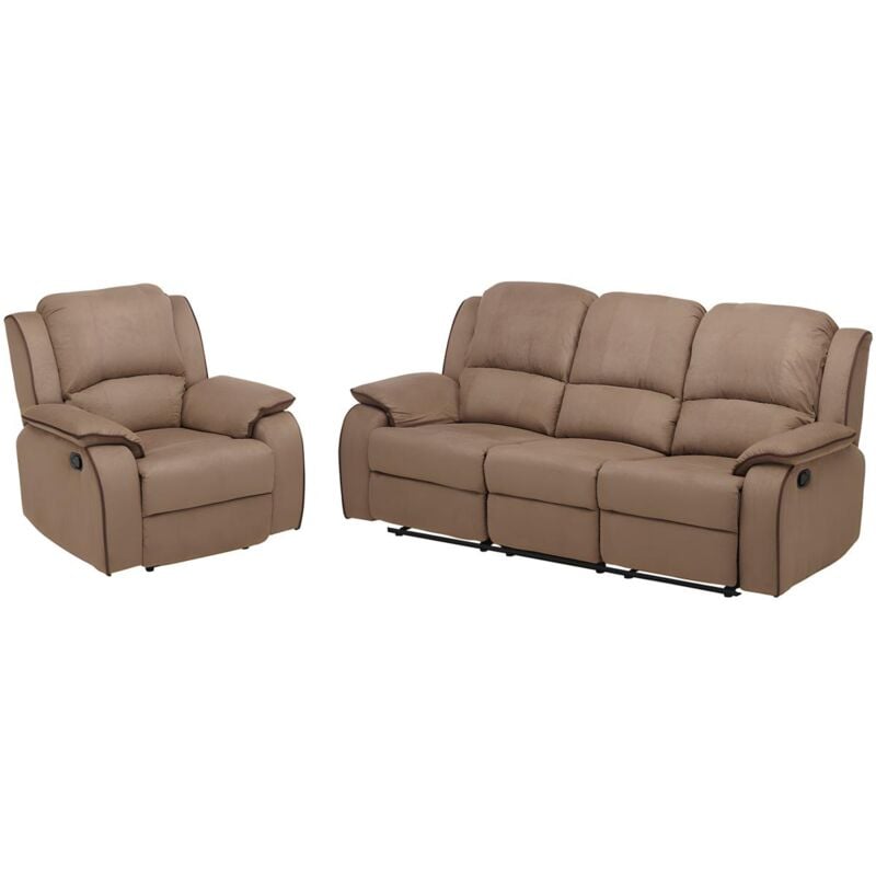 Vente-unique - Canapé 3 places et un fauteuil relax en microfibre hernani - Taupe