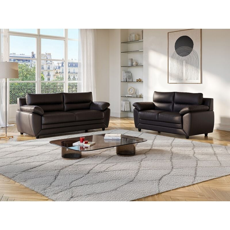 Canapés 3 places et 2 places MANOA en simili - Marron