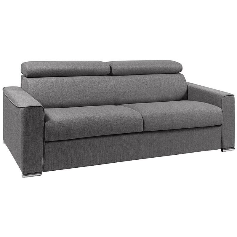Vente-unique - Canapé 4 places convertible express en tissu gris - Couchage 160 cm - Matelas 18 cm vizir