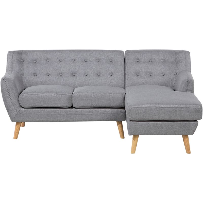 Canapé angle à gauche 3 places en tissu gris clair MOTALA