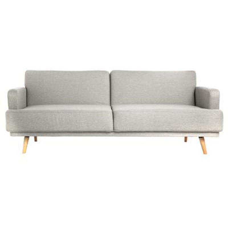 Canapé banquette en pin et polyester coloris gris clair - Dim : L 214 x l 86 x H 83 cm - PEGANE -