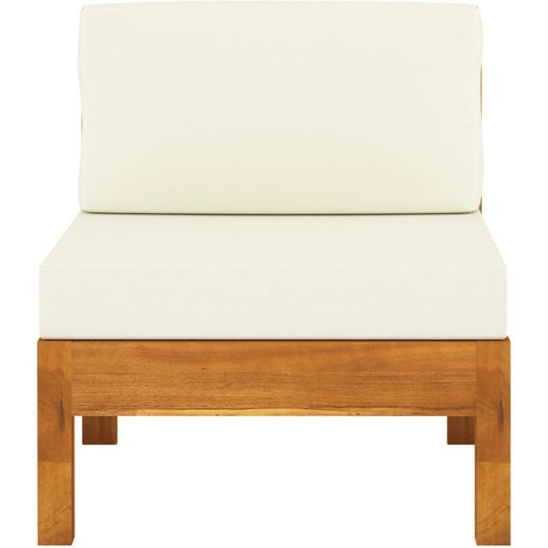 Doc&et² - inlife Canapé central avec coussins blanc crème Bois d'acacia solide