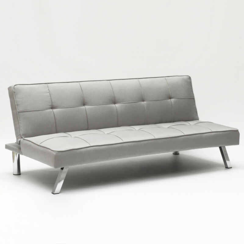 Canapé Convertible 2 places Clic Clac en tissu design moderne Gemma - Gris Canapé Convertible 2 places Clic Clac en tissu design moderne Gemma - Gris