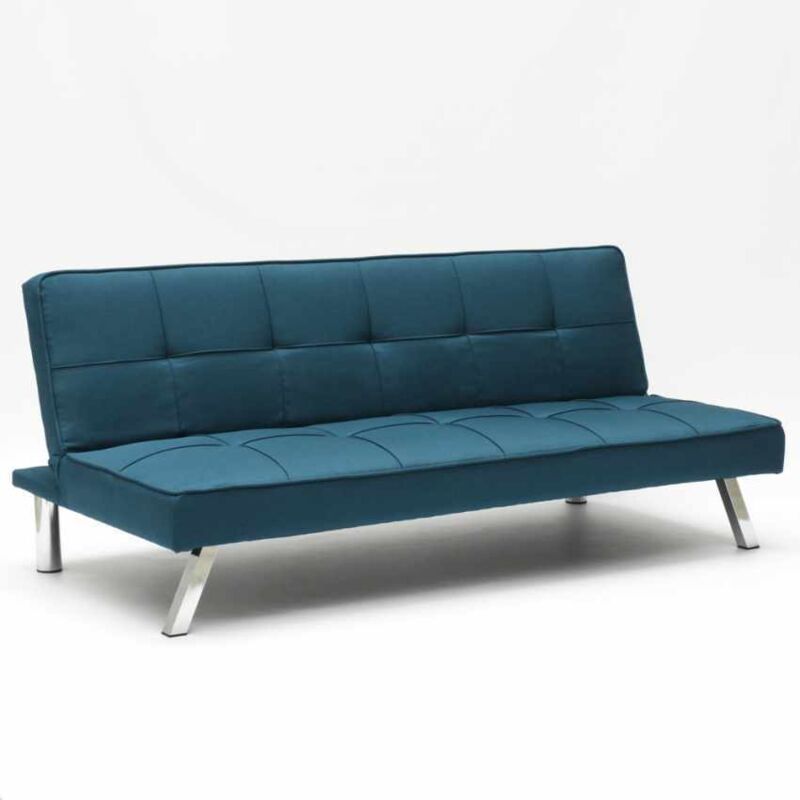 Canapé Convertible 2 places Clic Clac en tissu design moderne Gemma - Bleu Canapé Convertible 2 places Clic Clac en tissu design moderne Gemma - Bleu