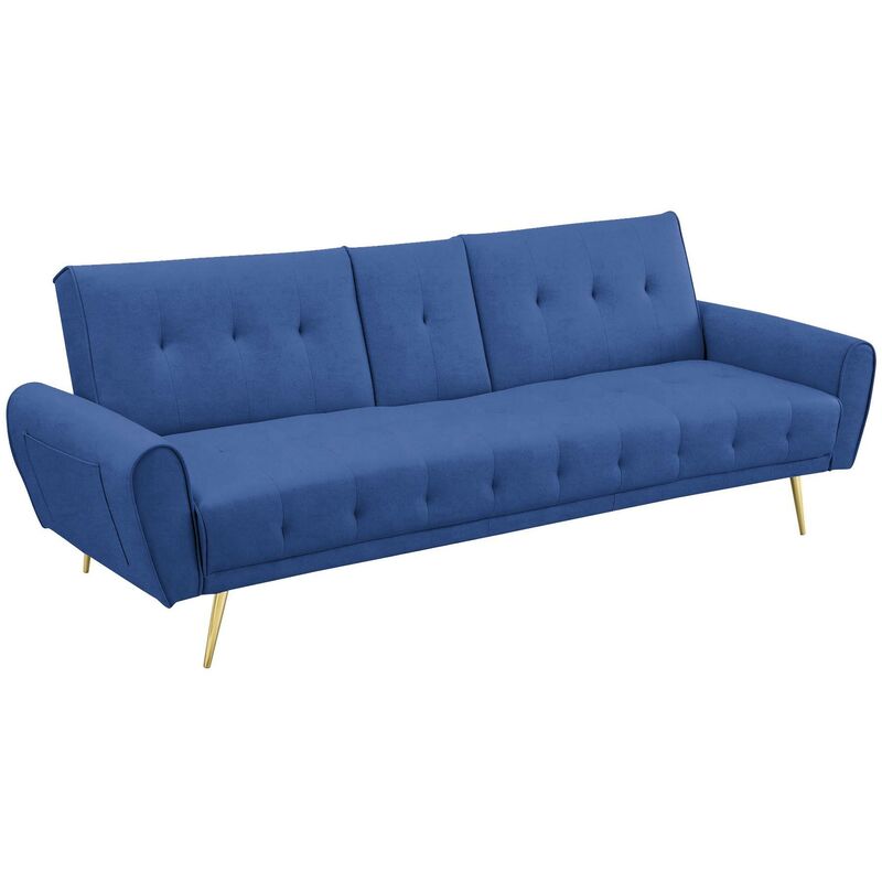 Canapé droit Bleu Velours Pas cher Design Confort