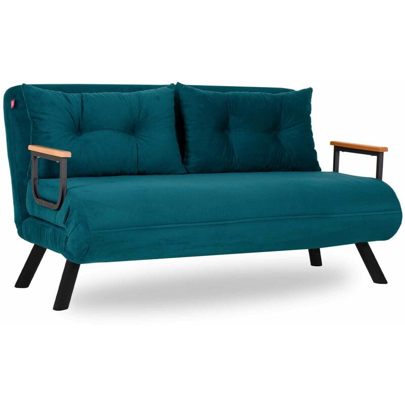 Canapé droit 2 places Bleu Tissu Moderne Confort