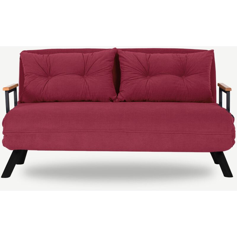 Canapé convertible 2 places tissu bordeaux Sylvano 133cm Canapé convertible 2 places tissu bordeaux Sylvano 133cm