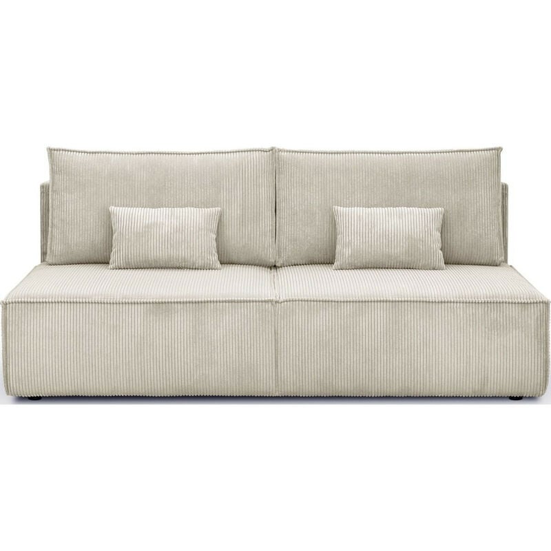 Homifab - Canapé convertible 3 places avec coffre de rangement en velours côtelé beige - Milla
