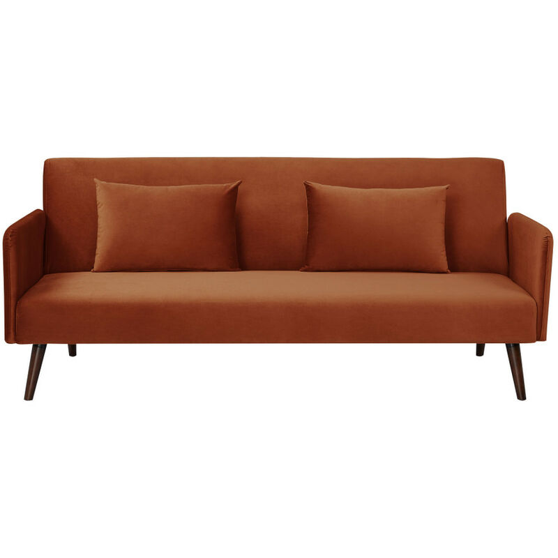 Drawer - Canapé convertible 3 places velours - Rouille - nielson