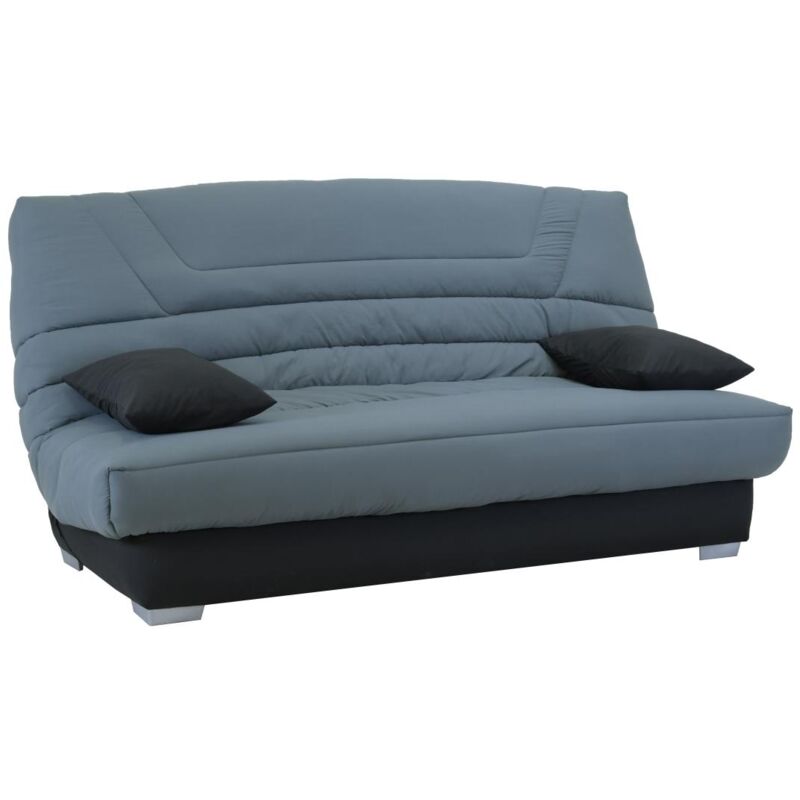 Vente-unique - Canapé convertible clic-clac en microfibre tulsa avec matelas bultex - Gris et noir