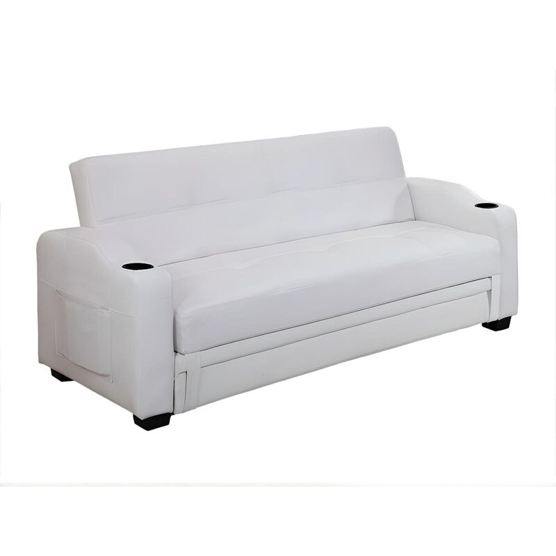 Vente-unique - Canapé convertible clic clac en simili mirella - Blanc