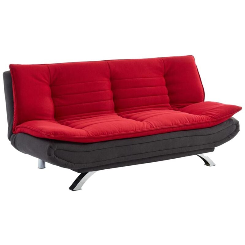 Canapé convertible clic-clac en tissu DEMIDO III - Bicolore rouge et anthracite