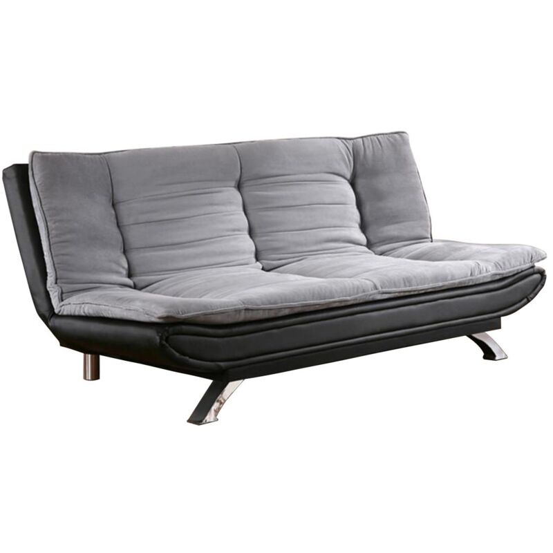 Vente-unique - Canapé convertible clic-clac en tissu et simili demido iii - Gris et noir