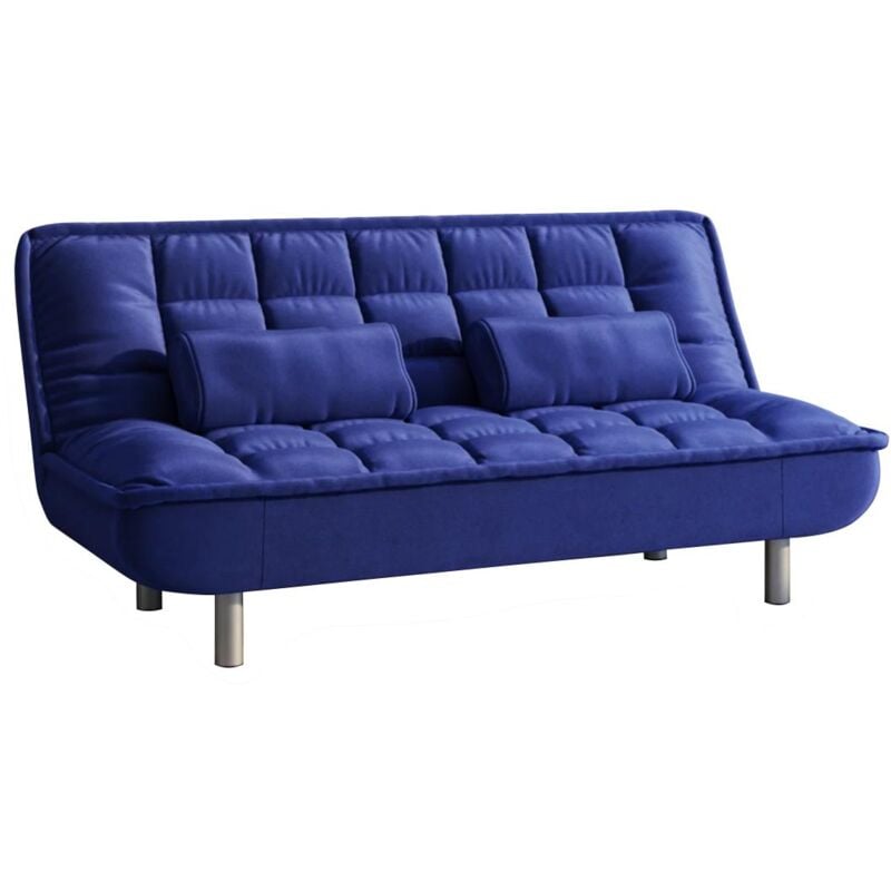 Vente-unique - Canapé convertible clic-clac mishan en tissu - Bleu