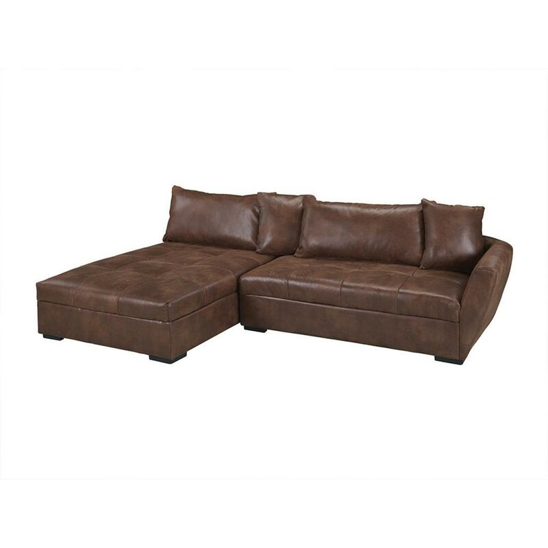Canapé d'angle Marron Tissu Design Confort