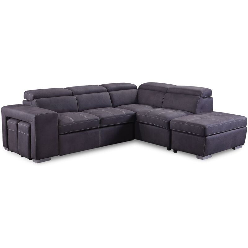Canapé d'angle 2 places Gris Tissu Moderne Confort Promotion