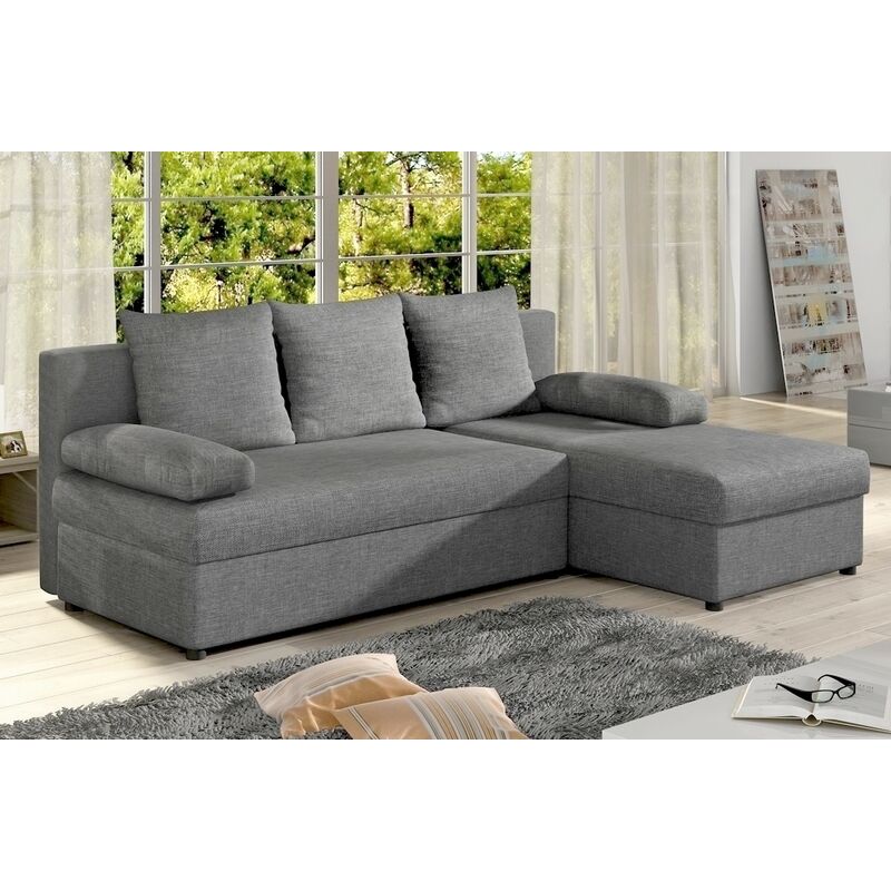 Venesetti - Canapé d'angle convertible - gilo - en tissu luxe 3/4 places, gris, angle droit (vu de face) - Gris