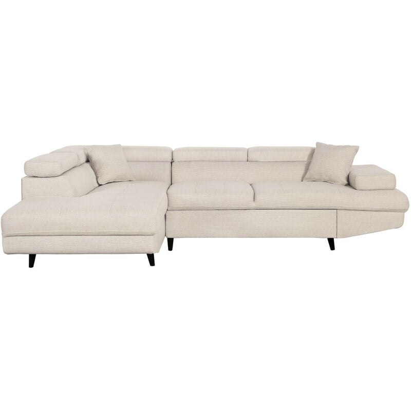 Usinestreet - Canapé d'angle gauche convertible rio Scandinave avec coffre en tissu - Beige, Pieds noir