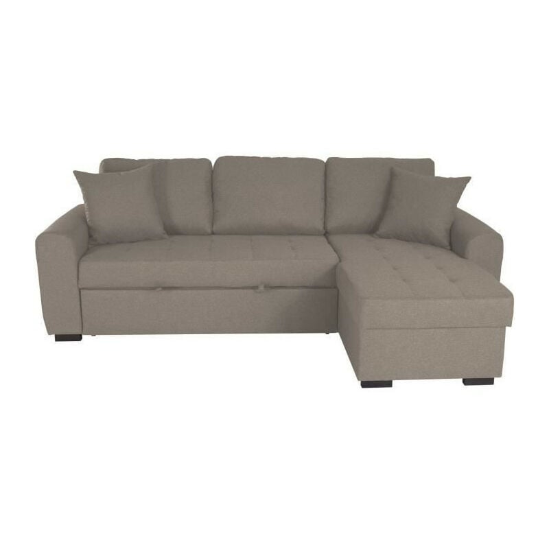 Canapé d'angle convertible réversible 4 places - Tissu beige - Contemporain - L 244 x P 151 x H 90 - HAMILTON