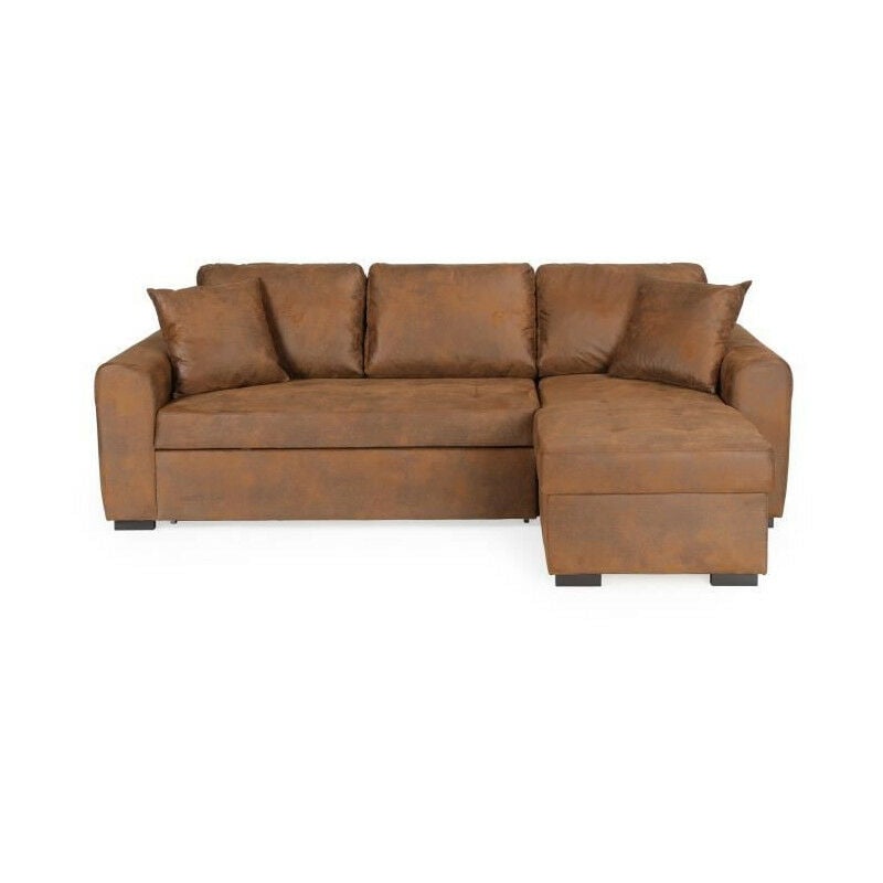 Canape dangle convertible reversible - Tissu Marron vintage - L 244 x P 151 x H 90 - HAMILTON - Fabrique en Ukraine
