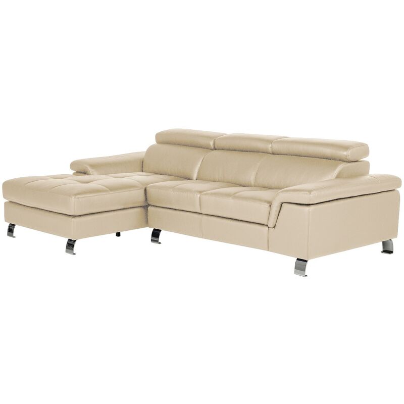 Canap&eacute; d'angle cuir mishima - Taupe - Angle gauche - Taupe