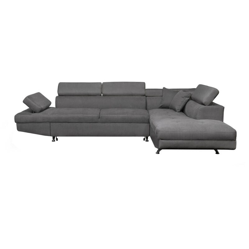 Usinestreet - Canapé d'angle rio Convertible avec coffre en microfibre - Angle Droit, Gris