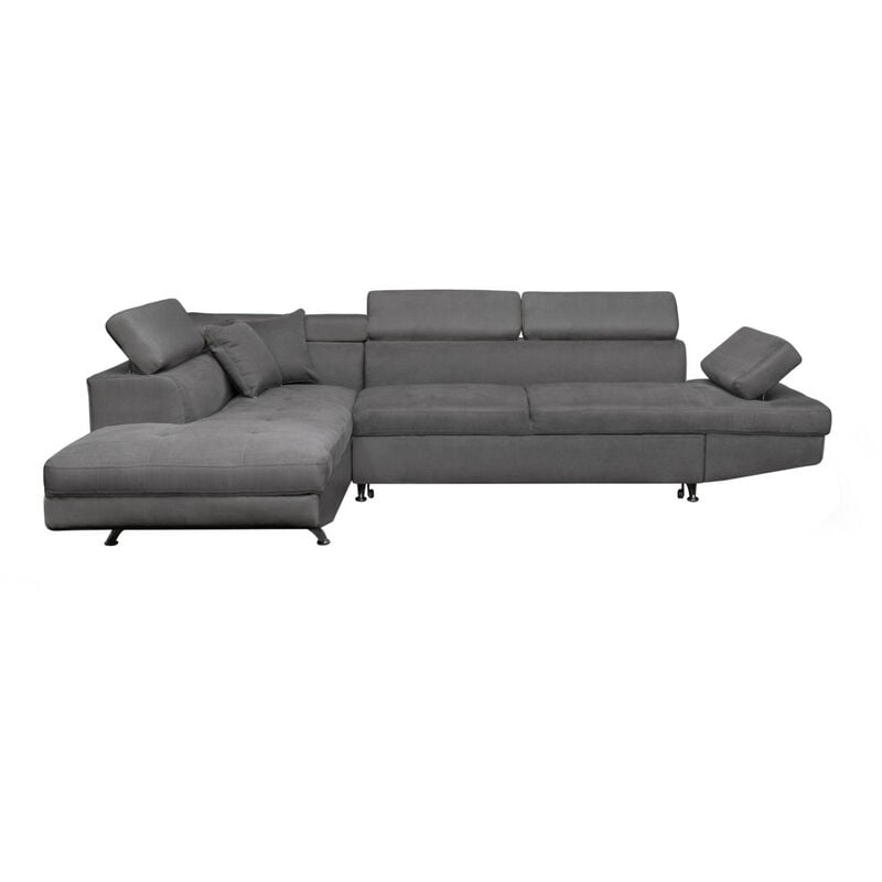 Usinestreet - Canapé d'angle rio Convertible avec coffre en microfibre - Angle Gauche, Gris