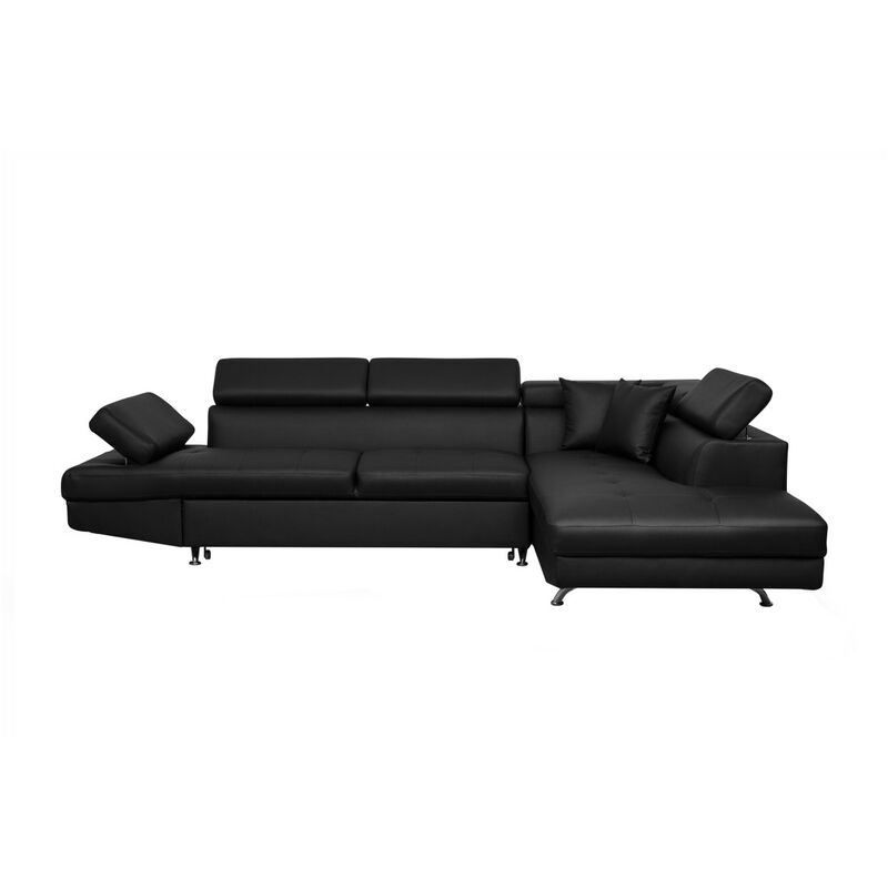 Usinestreet - Canapé d'angle rio Convertible avec coffre en simili - Angle Droit, Noir