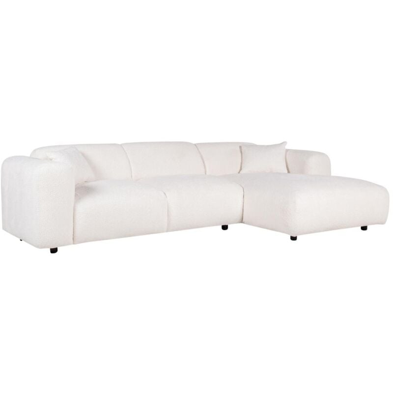 Vente-unique - Grand canapé d'angle droit en tissu bouclette blanc pogni de Maison Céphy