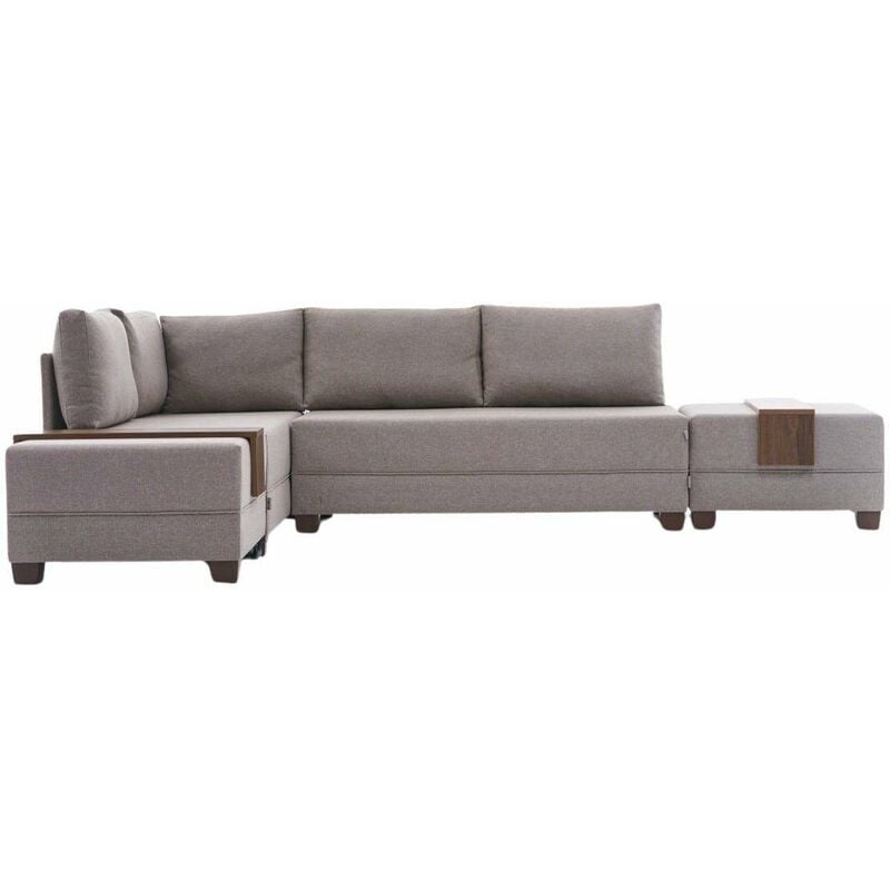 Les Tendances - Canapé d'angle convertible en tissu beige Fly Angle gauche